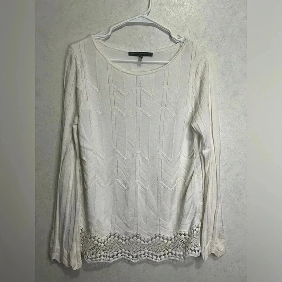White House Black Market Tops - White House Black Market Layered Crochet Lace Trimmed Sweater Blouse Size Small